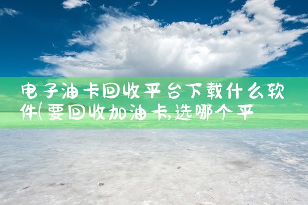电子油卡回收平台下载什么软件