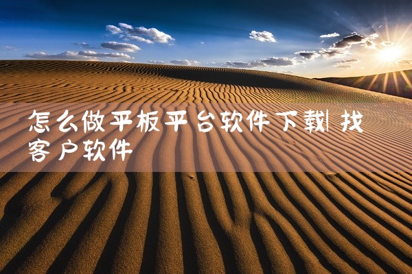 怎么做平板平台软件下载